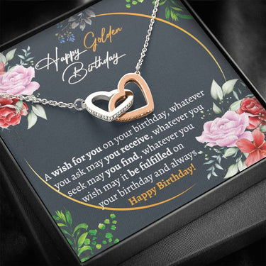 Happy Golden Birthday Interlocking Hearts Necklace - Love You This Much